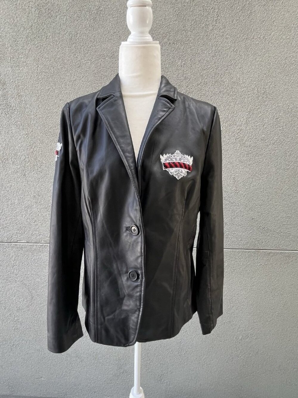 Women's Leather Smirnoff Jacket Blazer Coat Promo 90s Y2K Medium